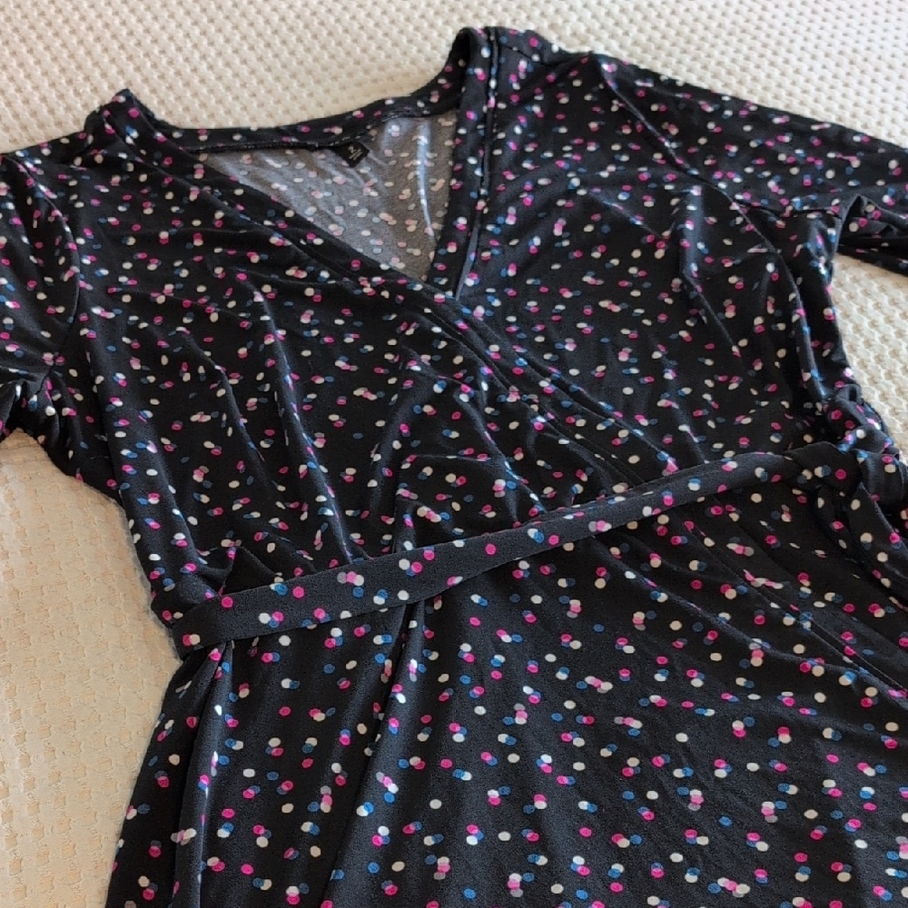 Black Floral Wrap Dress with Pink Accents - Brand - Picture 12 of 13